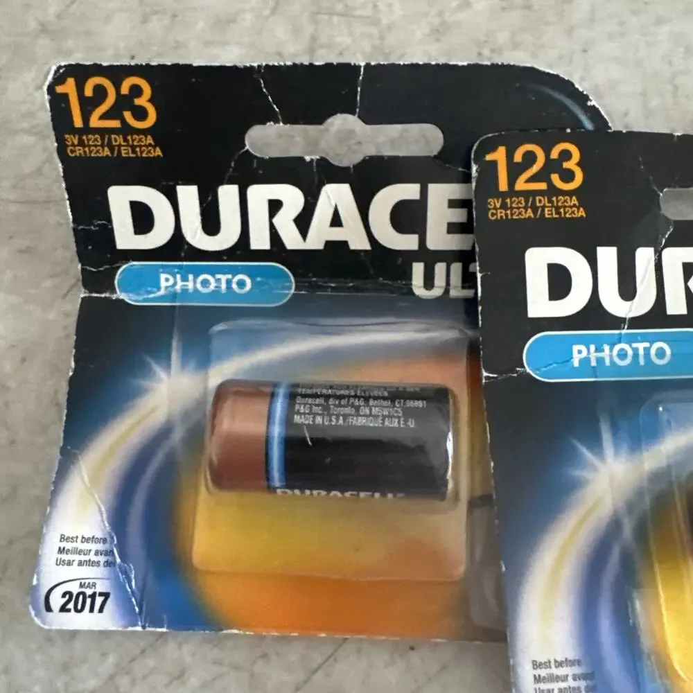 Lot of 2! Duracell 123 3V High Power Lithium Battery, Pack of 1 Brand New